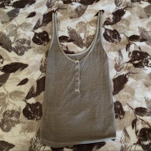 Army green ribbed button up tank top